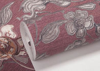 Papier peint inspiré asiatique imperméable avec le modèle floral de relief, petit pain 0.53*10m/