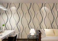 Dining Room PVC Modern Removable Wallpaper With Black Wave Printing