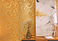 Papier peint contemporain démontable fait sur commande de salon avec la conception d'or de courbe