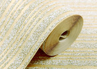 Papier peint rayé de grès de particules de chambre à coucher démontable moderne d'or et grise de papier peint