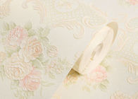 Beige Floral Pattern European Style Wallpaper / Non Woven Wallcovering 0.53*10m/ roll