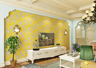 Papier peint non tissé jaune moderne de couleur lavable pour le salon, taille adaptée aux besoins du client