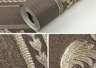 Brown European Style Wallpaper PVC Embossed Floral Home Decorative Wallcovering