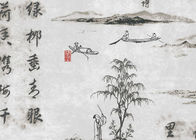 Papier peint inspiré asiatique de poésie chinoise de paysage pour la Chambre de thé/étude
