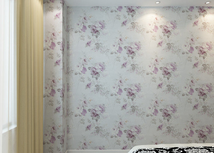PVC Embossed Wall Covering , Floral Interior Decorating Wallpaper with Country Style
