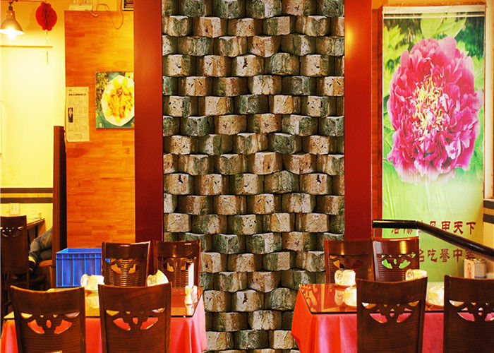 Eco - Friendly Embossed 3d Brick Effect Wallpaper For Restaurant Background
