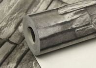 Papier peint démontable élégant d'effet de brique du Faux 3D avec le modèle en pierre gris pour le salon