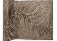 Modèle de feuille de Brown de relief par papier peint lavable de vinyle de l'ameublement