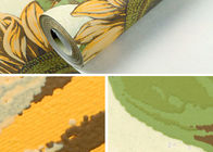 Papier peint moderne de salon de modèle de tournesol avec la surface de relief, couleur d'or